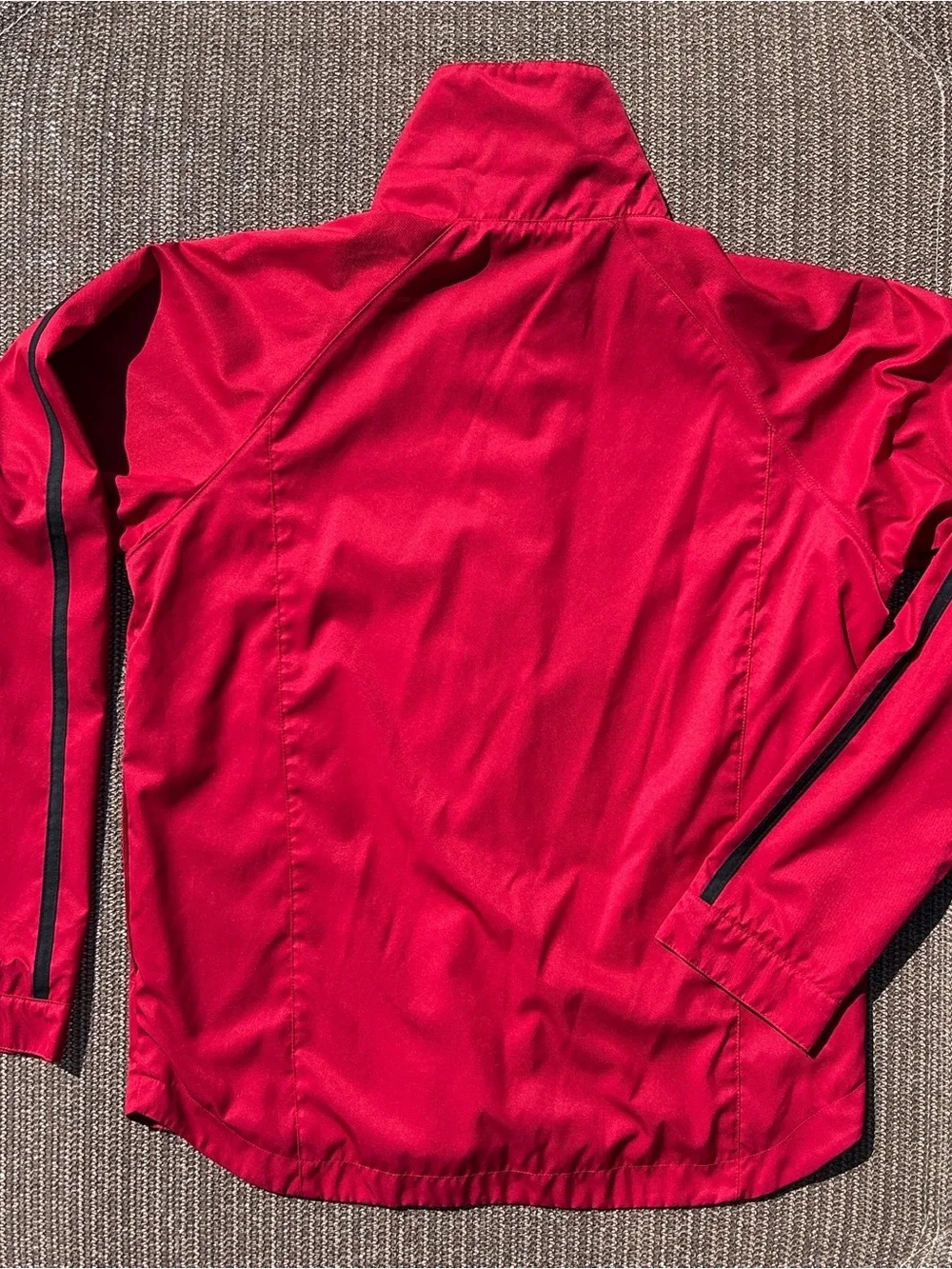 Nike Kids Red Full‑Zip Rain Jacket with Black Trim